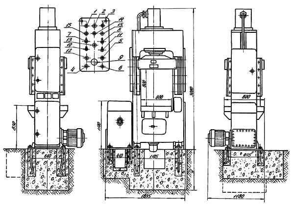 ПД-476 (пд476) Розташування органів керування гідравлическим прессом